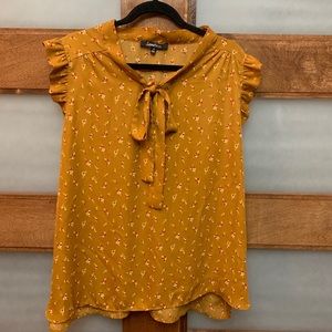 Burnt Orange Floral Neck Tie Blouse